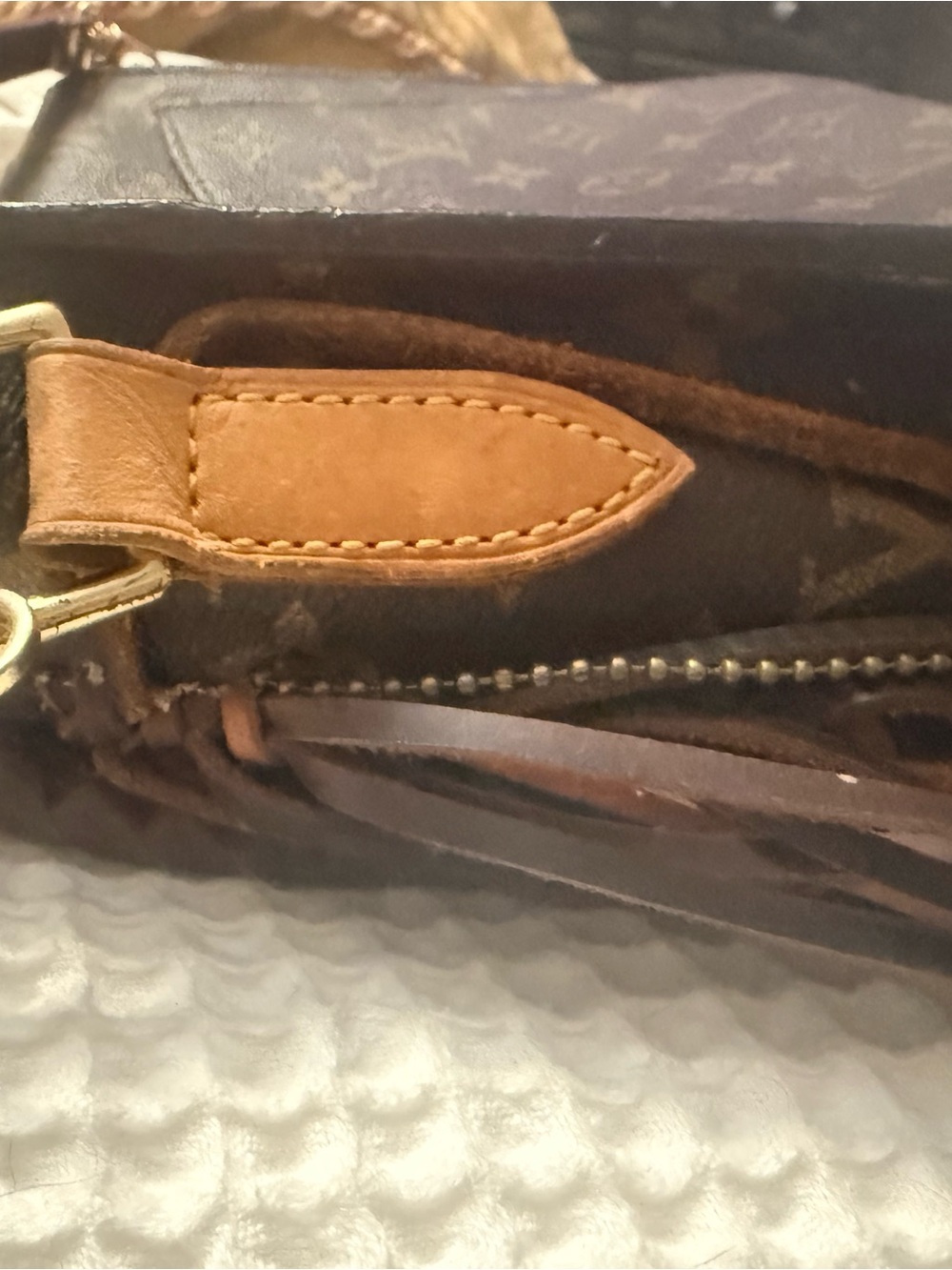 Louis Vuitton -Upcycled Brown Monogram Fringe Leather Bag with Agate Charm - Picture 7 of 7